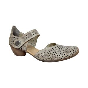 Rieker Mirjam Mary Jane Leather shoes Taupe Comfort Boho Lagenlook